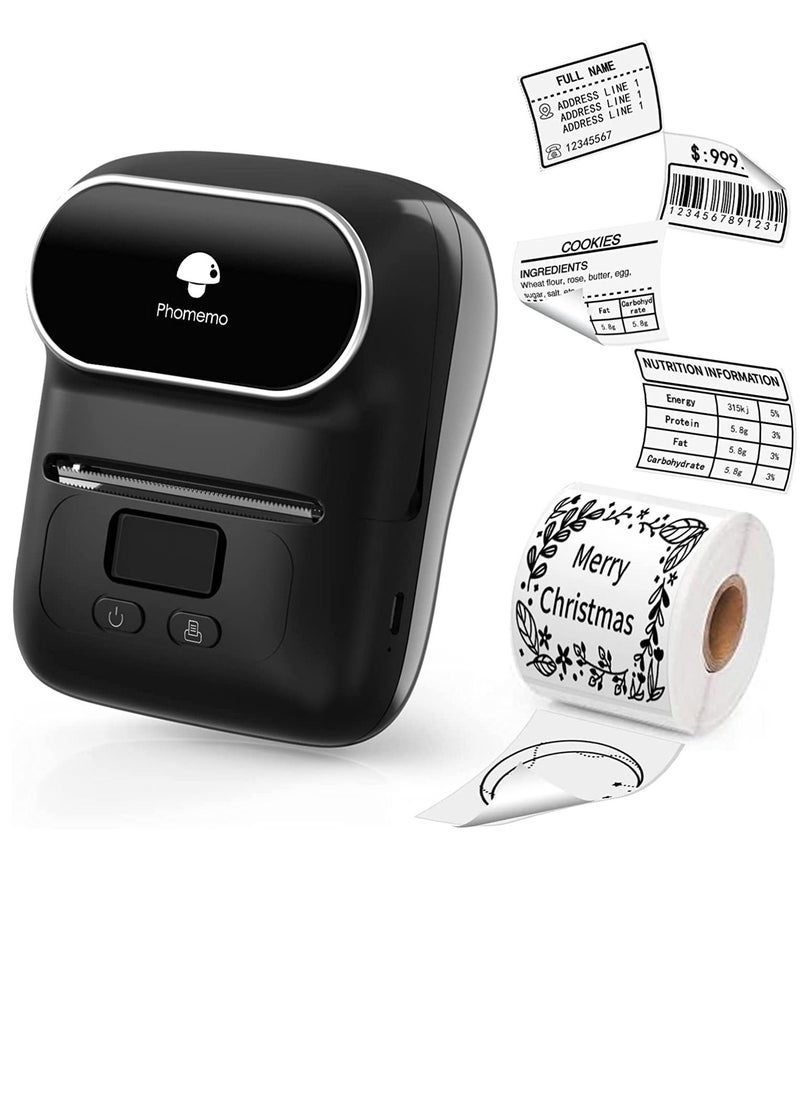 phomemo - Label Maker with Tape, MarkDomain M110 Wireless Thermal Sticker Maker Machine with 1pack 40×30mm Label, for Clothing, Barcode, Retail, Address, Jewelry, Compatible with Android & iOS, Black - Image 1