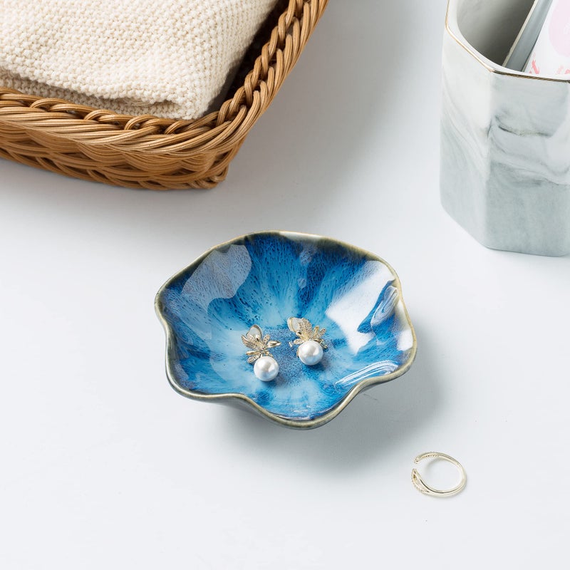 BEUNAIZER Jewelry Dish Tray, Ring Dish, Ceramic Trinket Tray, Key Bowl, Decorative Plate, for Friends Sisters Daughter Mother (Starry Blue) - Image 5