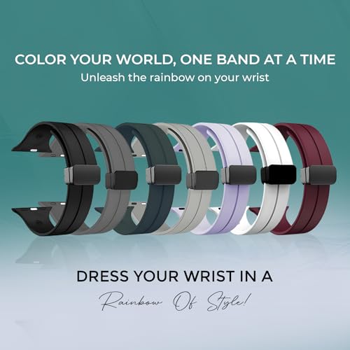 PunnkFunnk Punnk Funnk Magnetic Watch Strap Compatible with (42-44mm/45mm), Soft Silicone Sports Wristband for Watch Series 7/6/5/4/3/2/1/SE (Watch Not Included)(Green) - Image 5