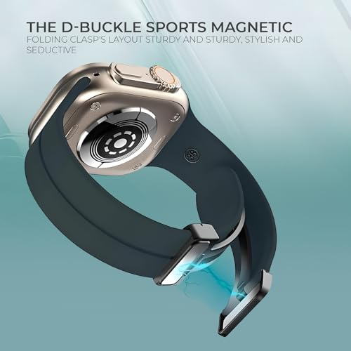 PunnkFunnk Punnk Funnk Magnetic Watch Strap Compatible with (42-44mm/45mm), Soft Silicone Sports Wristband for Watch Series 7/6/5/4/3/2/1/SE (Watch Not Included)(Green) - Image 3