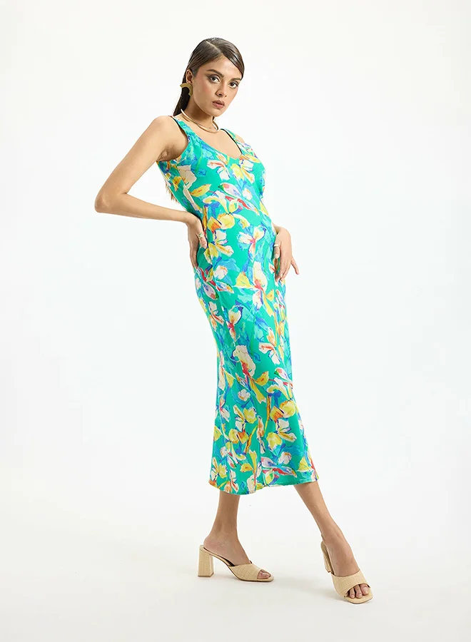 فيرجيو VIRGIO 100% Viscose Floral Midi Dress