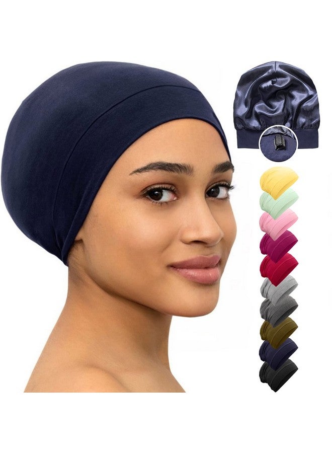 CAPLORD Silk Satin Bonnet Hair Cover Sleep Cap For Sleeping Beanie Hat Adjustable Stay On Headwear Lined Natural Nurse Cap For Women  - Image 1