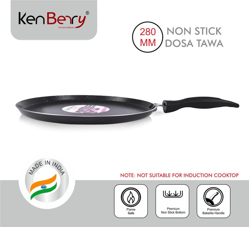 KenBerry Granite Finish Signature Tawa 28 cm Diameter | Multi Layer Non Stick Coated | Dosa | Paratha | Cookware | Kitchen Tawa (Non-Induction Base,Aluminium, Non-Stick) - Image 2