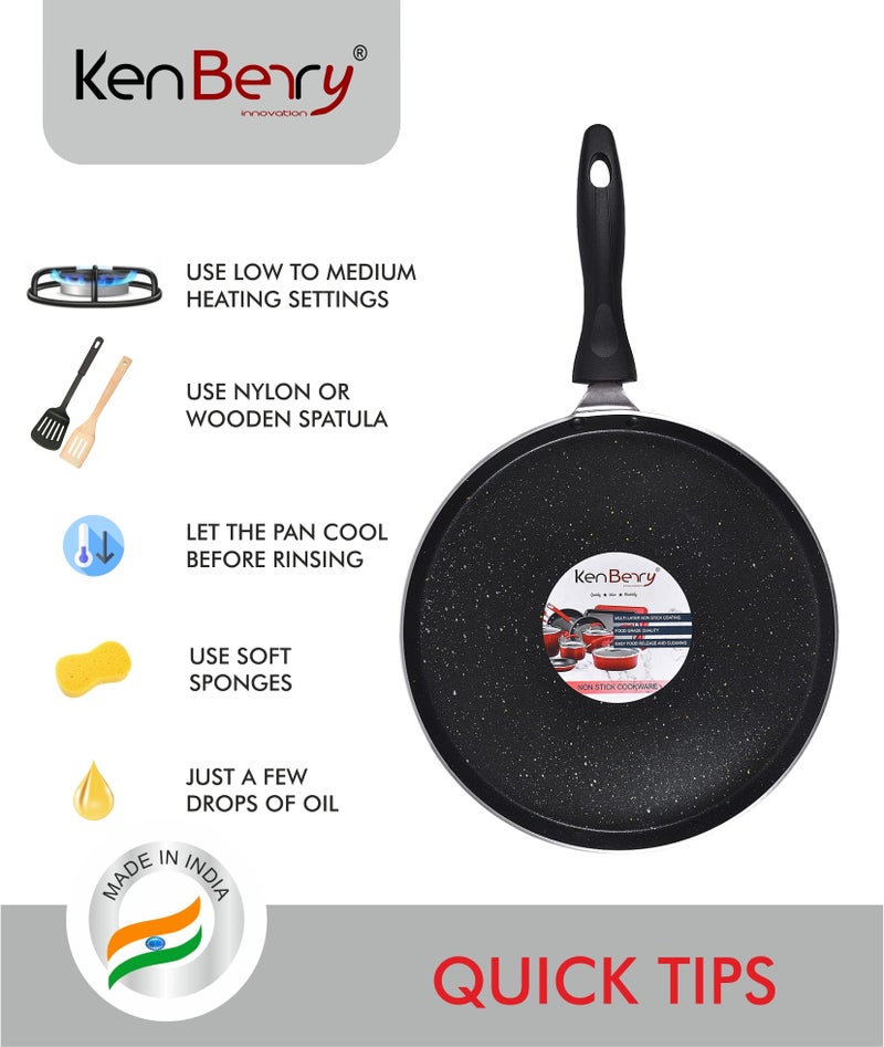 KenBerry Granite Finish Signature Tawa 28 cm Diameter | Multi Layer Non Stick Coated | Dosa | Paratha | Cookware | Kitchen Tawa (Non-Induction Base,Aluminium, Non-Stick) - Image 4