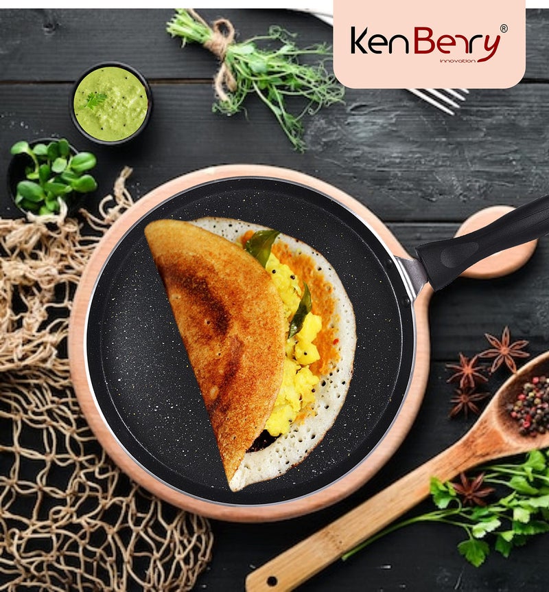 KenBerry Granite Finish Signature Tawa 28 cm Diameter | Multi Layer Non Stick Coated | Dosa | Paratha | Cookware | Kitchen Tawa (Non-Induction Base,Aluminium, Non-Stick) - Image 5