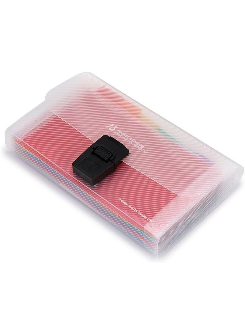13 Pocket Rainbow Index Accordion File Organizer - A6 Portable Plastic Document Wallet for Cards, Coupons, Receipts, Tax Items - Image 2
