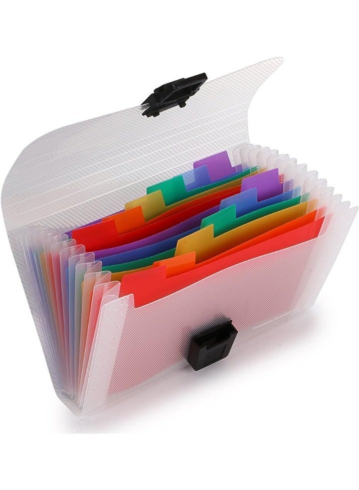13 Pocket Rainbow Index Accordion File Organizer - A6 Portable Plastic Document Wallet for Cards, Coupons, Receipts, Tax Items - Image 1