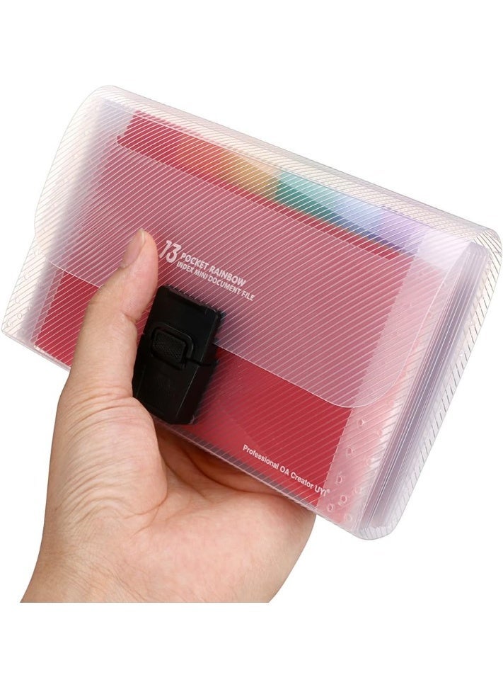 13 Pocket Rainbow Index Accordion File Organizer - A6 Portable Plastic Document Wallet for Cards, Coupons, Receipts, Tax Items - Image 5