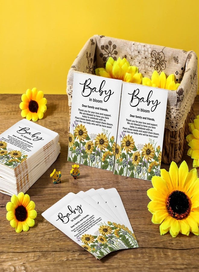 Fumete 100 Pcs Baby Shower Seed Packet Self Adhesive Envelopes Small Paper for Mini Kraft Packets Favors Baby in Bloom Organizer for Party, No Seeds(Sunflower) - Image 5