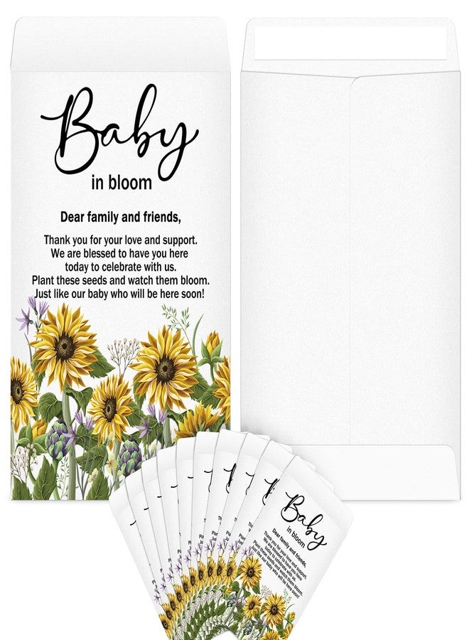 Fumete 100 Pcs Baby Shower Seed Packet Self Adhesive Envelopes Small Paper for Mini Kraft Packets Favors Baby in Bloom Organizer for Party, No Seeds(Sunflower) - Image 1