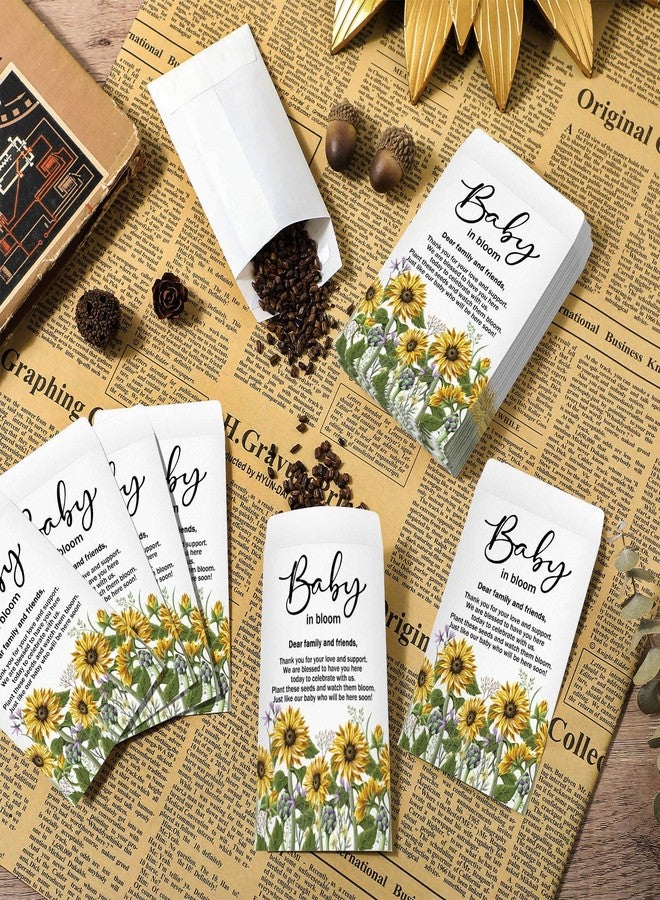 Fumete 100 Pcs Baby Shower Seed Packet Self Adhesive Envelopes Small Paper for Mini Kraft Packets Favors Baby in Bloom Organizer for Party, No Seeds(Sunflower) - Image 4