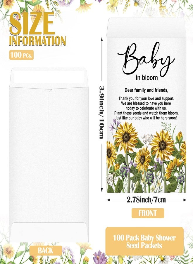 Fumete 100 Pcs Baby Shower Seed Packet Self Adhesive Envelopes Small Paper for Mini Kraft Packets Favors Baby in Bloom Organizer for Party, No Seeds(Sunflower) - Image 2