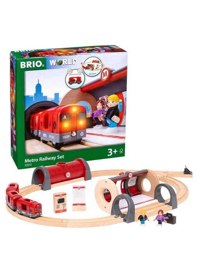 Brio BRIO 33513 Metro Railway Set | 20 Piece Train Toy with Accessories and Wooden Tracks for Kids Age 3 and Up  - Image 2