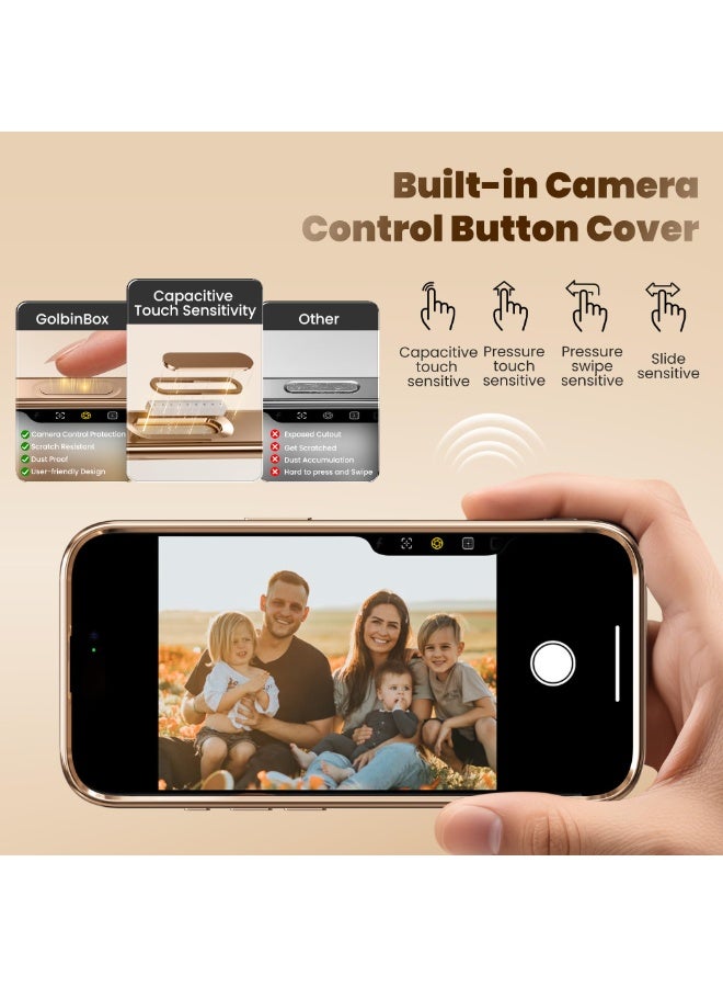 جولبينبوكس تيتانيوم الصحراء لغطاء آيفون 16 برو ماكس مع حامل مغناطيسي دوار 360°، متوافق مع ماجسيف، حماية من السقوط، حامل حلقي مدمج، غطاء هاتف بتحكم بالكاميرا لهاتف 16 برو ماكس، وردي ذهبي/شفاف - Image 4