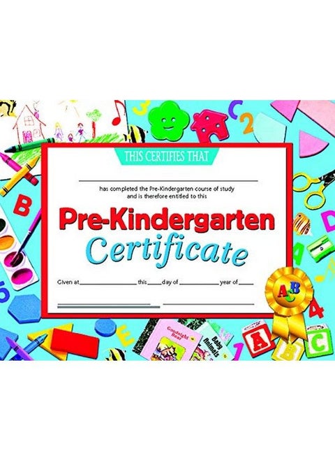 078300 Pre Kindergarten Certificate 8 1/2" X 11" Size Paper Multi