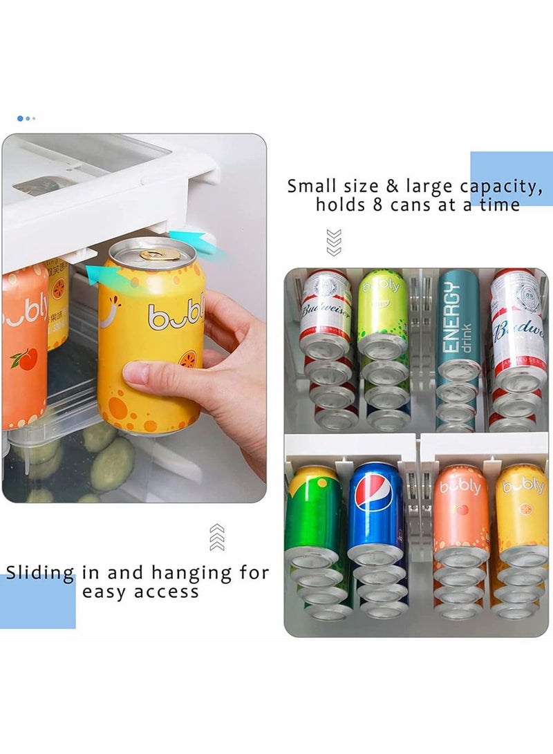 SYOSI 2 Pcs Hanging Soda Organizer, Hanging Can Dispenser for Soda Seltzer for Refrigerator More 50% Space Save Fridge Organizer, Soda Fridge Storage, 8 Standard Cans Pop Soda Can Beverage Holder Storage - Image 2