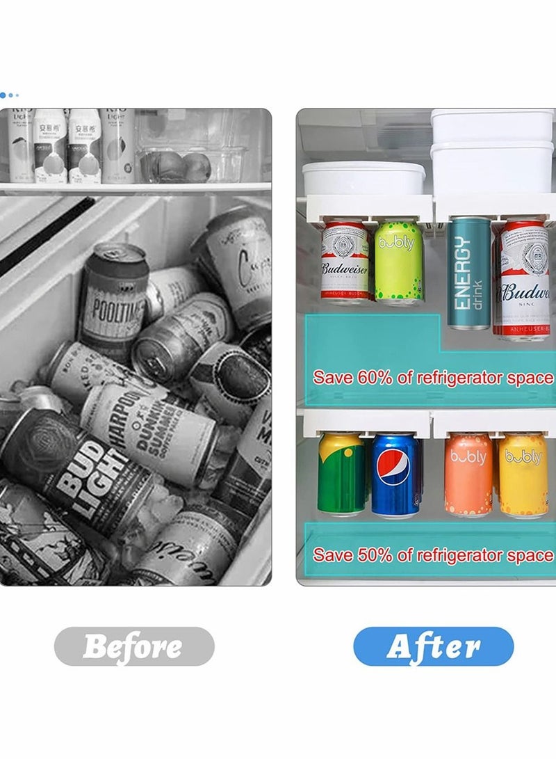 SYOSI 2 Pcs Hanging Soda Organizer, Hanging Can Dispenser for Soda Seltzer for Refrigerator More 50% Space Save Fridge Organizer, Soda Fridge Storage, 8 Standard Cans Pop Soda Can Beverage Holder Storage - Image 3