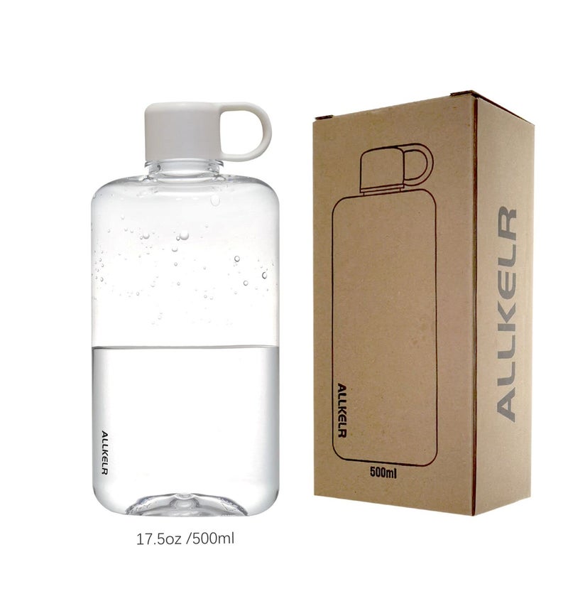 ALLKELR Portable Flat Water Bottle, BPA Free Tritan Plastic Travel Water Bottle for Camping, Fitness, Outdoor Sports, Fits Purse and Pocket (White, 16.9 oz) - Image 2