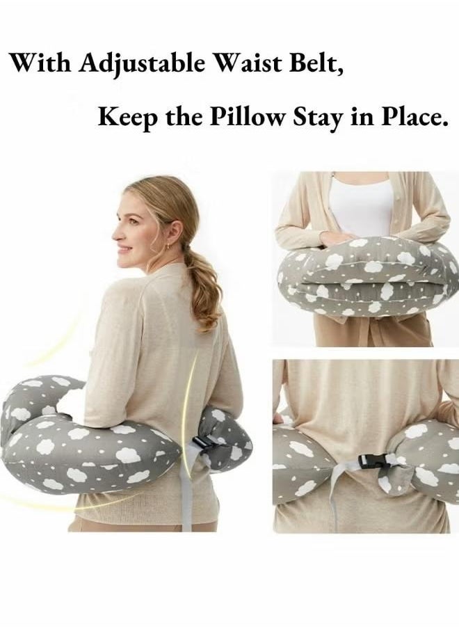 XiuWoo Nursing Pillow Breastfeeding, Original Plus Size, With Adjustable Waist Strap, Removable Cotton Cover, More Support For Mom And Baby, Grey  - Image 5