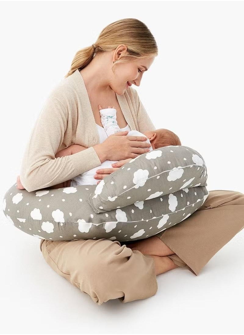 XiuWoo Nursing Pillow Breastfeeding, Original Plus Size, With Adjustable Waist Strap, Removable Cotton Cover, More Support For Mom And Baby, Grey  - Image 1