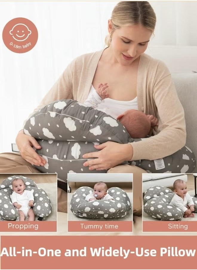 XiuWoo Nursing Pillow Breastfeeding, Original Plus Size, With Adjustable Waist Strap, Removable Cotton Cover, More Support For Mom And Baby, Grey  - Image 2