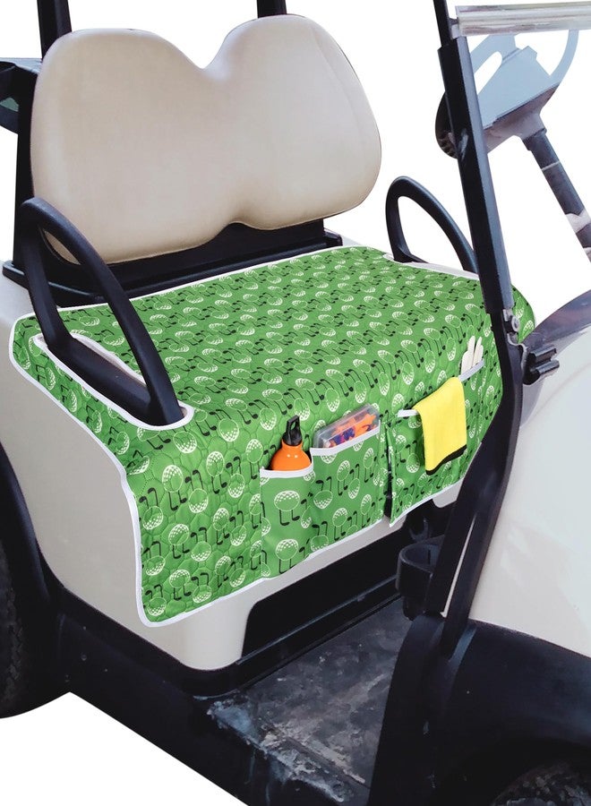 PGmoon Golf Cart Seat Covers, Universal Nylon Green, 4 Pockets, Non-Slip Fits EZGO, Yamaha, Club Car - Image 1
