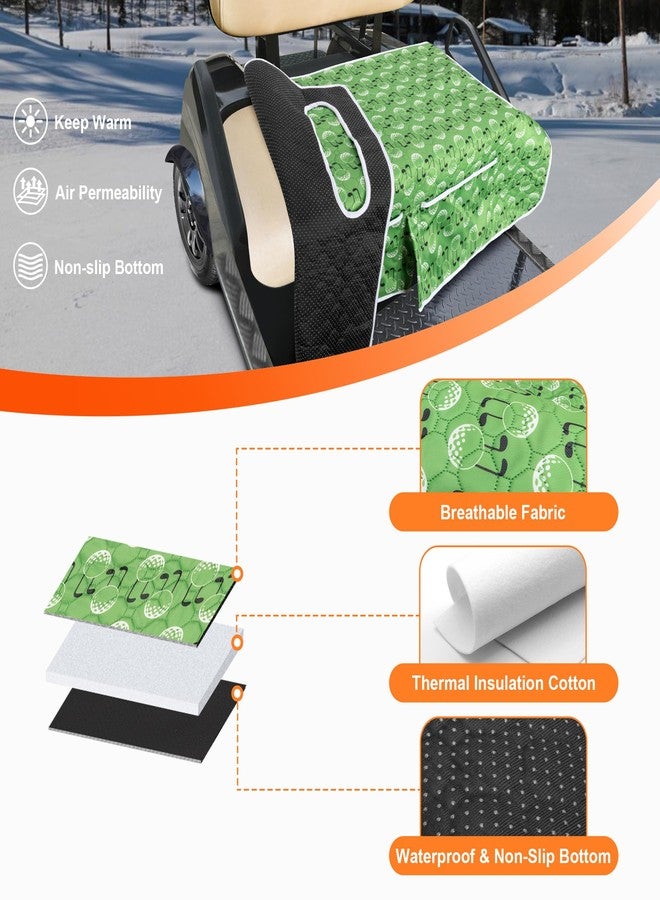PGmoon Golf Cart Seat Covers, Universal Nylon Green, 4 Pockets, Non-Slip Fits EZGO, Yamaha, Club Car - Image 2