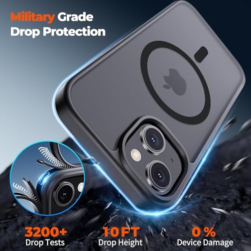 keeshar MagPro case for Apple iPhone 14/13 | MagSafe Compatible Protective Cover with Strong Magnetic Adsorption, Shockproof Armor, Scratch Resistant Polycarbonate Hard Back | Translucent Matte Black - Image 4