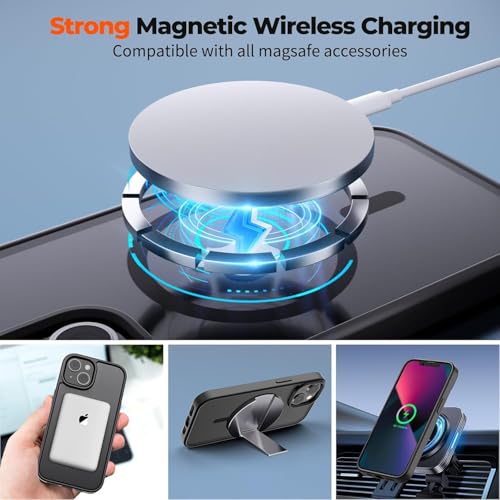 keeshar MagPro case for Apple iPhone 14/13 | MagSafe Compatible Protective Cover with Strong Magnetic Adsorption, Shockproof Armor, Scratch Resistant Polycarbonate Hard Back | Translucent Matte Black - Image 3