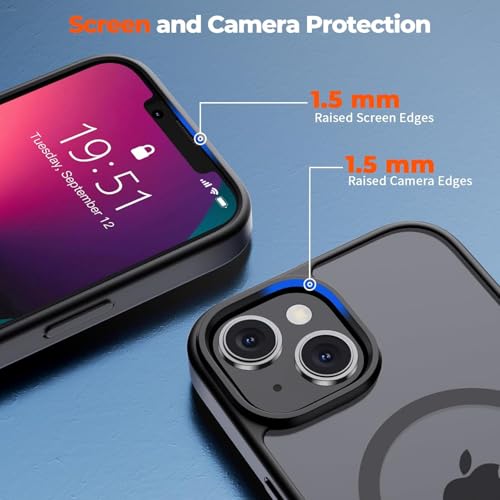 keeshar MagPro case for Apple iPhone 14/13 | MagSafe Compatible Protective Cover with Strong Magnetic Adsorption, Shockproof Armor, Scratch Resistant Polycarbonate Hard Back | Translucent Matte Black - Image 5