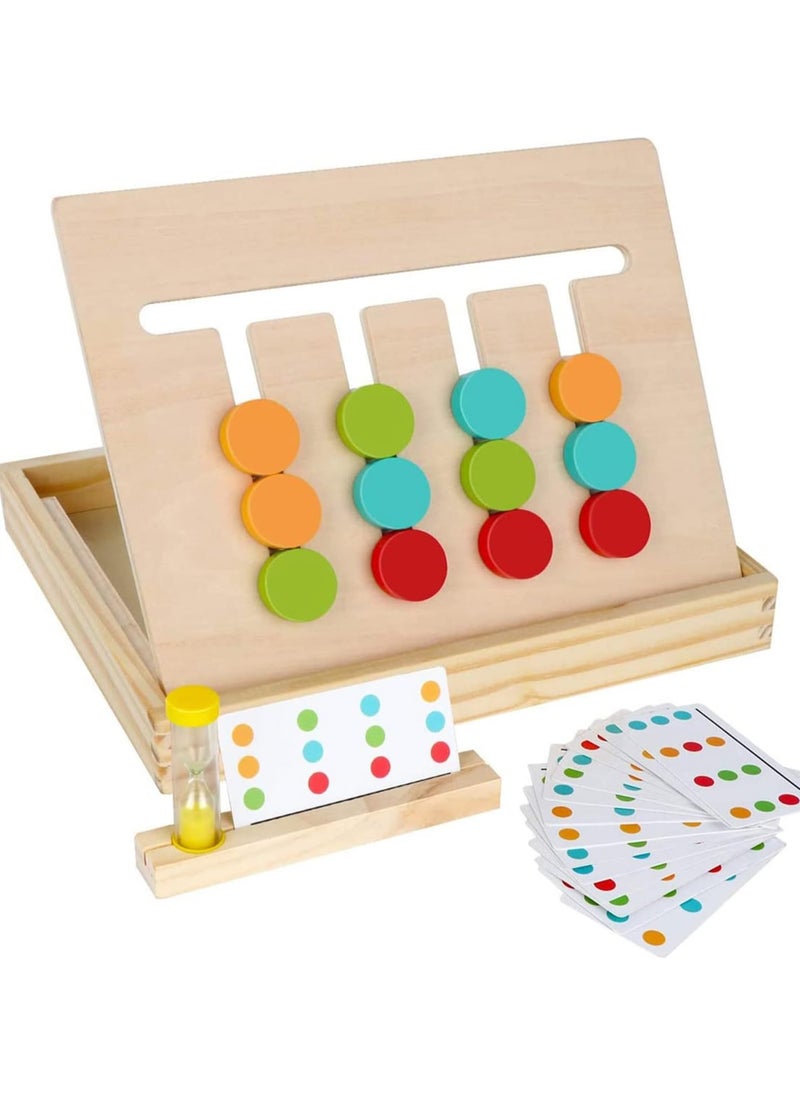 F.A.M.S Montessori Learning Toys Slide Puzzle Color & Shape Matching Brain Teasers Logic Game Preschool Educational Wooden Toys for Kids Boys Girls Age 3 4 5 6 7 Years Old Travel Toys Birthday Gifts for Kids  - Image 1