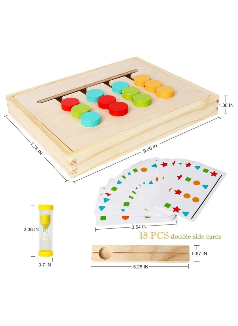 F.A.M.S Montessori Learning Toys Slide Puzzle Color & Shape Matching Brain Teasers Logic Game Preschool Educational Wooden Toys for Kids Boys Girls Age 3 4 5 6 7 Years Old Travel Toys Birthday Gifts for Kids  - Image 2