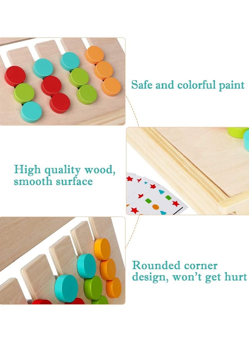 F.A.M.S Montessori Learning Toys Slide Puzzle Color & Shape Matching Brain Teasers Logic Game Preschool Educational Wooden Toys for Kids Boys Girls Age 3 4 5 6 7 Years Old Travel Toys Birthday Gifts for Kids  - Image 3