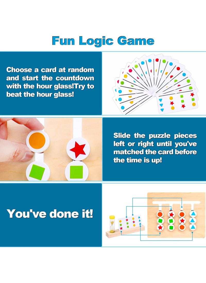 F.A.M.S Montessori Learning Toys Slide Puzzle Color & Shape Matching Brain Teasers Logic Game Preschool Educational Wooden Toys for Kids Boys Girls Age 3 4 5 6 7 Years Old Travel Toys Birthday Gifts for Kids  - Image 5