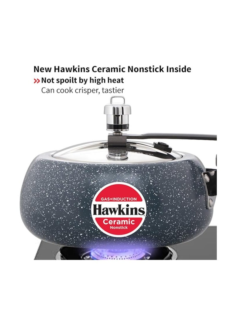 Hawkins Hawkins 2 Litre Ceramic Nonstick Pressure Cooker, Induction Inner Lid Cooker, Granite Contura shaped Cooker, Best Cooker, Blue (ICC20)  - Image 4
