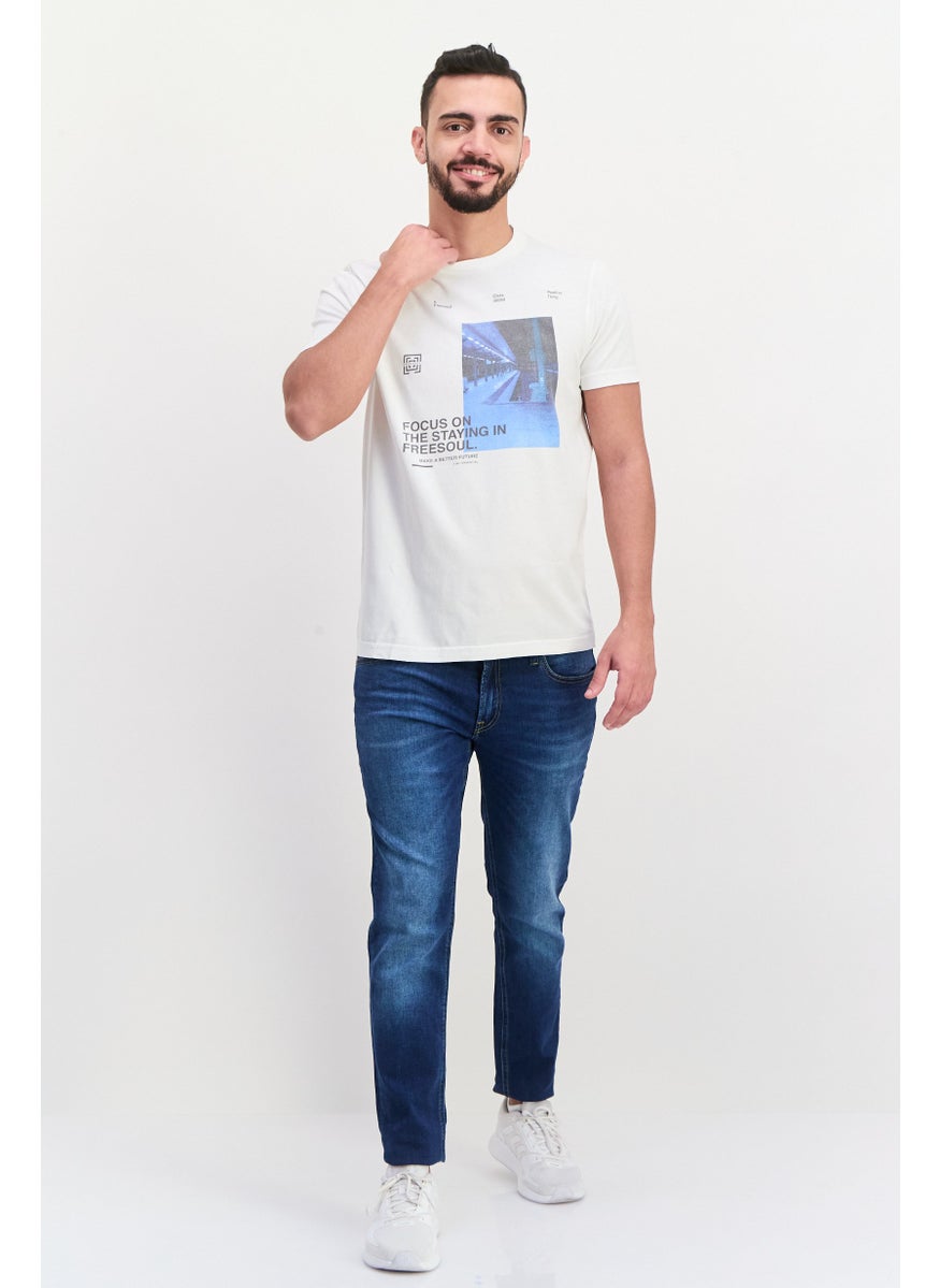 Free Soul Men Crew Neck Short Sleeve Graphic Print Troon T-Shirt, White  - Image 3