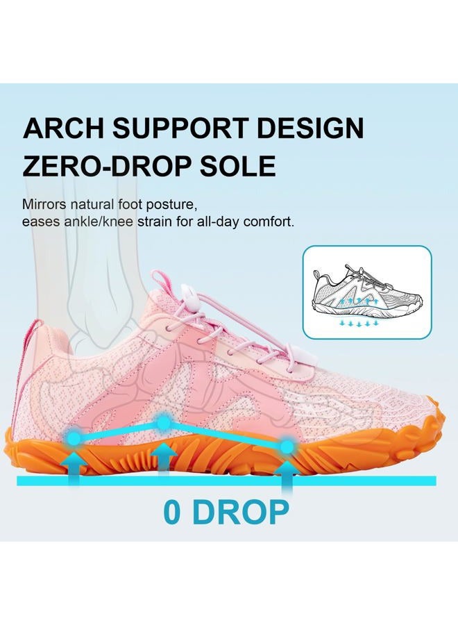 ELETON Hike Barefoot Shoes Womens Men Footwear,Pro-Healthy&Non-Slip Water Shoe for Women Men, Wide Toe Running Shoes Boots Sneakers Unisex, Pink-new, 8.5 Women/7 Men - Image 5