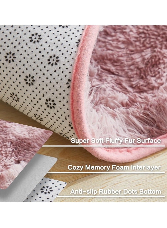 Optico Super Soft Fluffy Carpets Tie-Dye Rugs for Living Room Bedroom Girls Kids Room Nursery Home Decor Non-Slip Machine Washable Carpet - Image 2