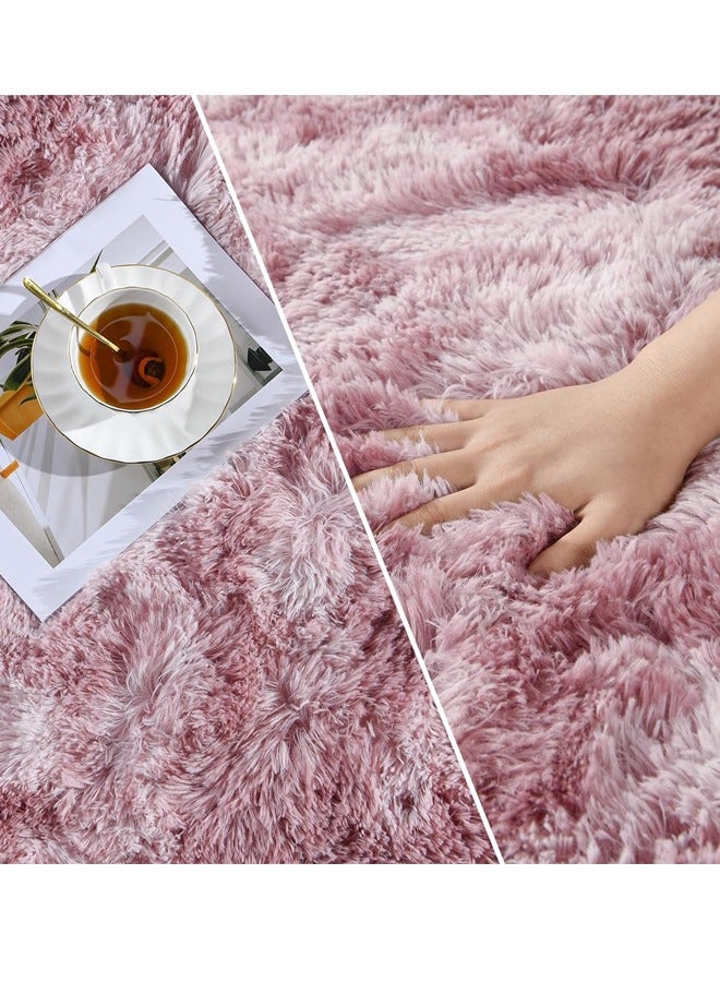 Optico Super Soft Fluffy Carpets Tie-Dye Rugs for Living Room Bedroom Girls Kids Room Nursery Home Decor Non-Slip Machine Washable Carpet - Image 5