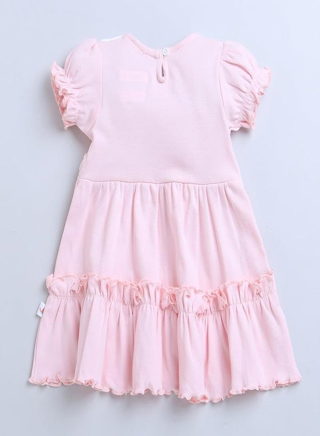 BUMZEE Pink Girls Half Sleeves Cotton Frock with Headband Age - 6-12 Months (Peb9062C-pnk) - Image 2