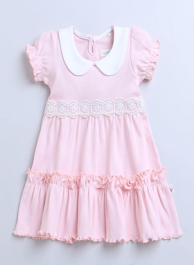 BUMZEE Pink Girls Half Sleeves Cotton Frock with Headband Age - 6-12 Months (Peb9062C-pnk) - Image 5