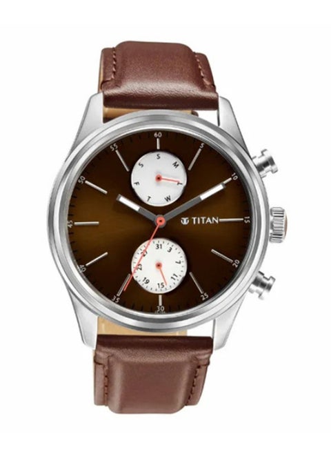 Elmnt Brown Dial Leather Strap Watch
