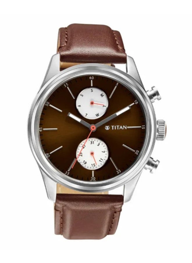 TITAN Elmnt Brown Dial Leather Strap Watch  - Image 1