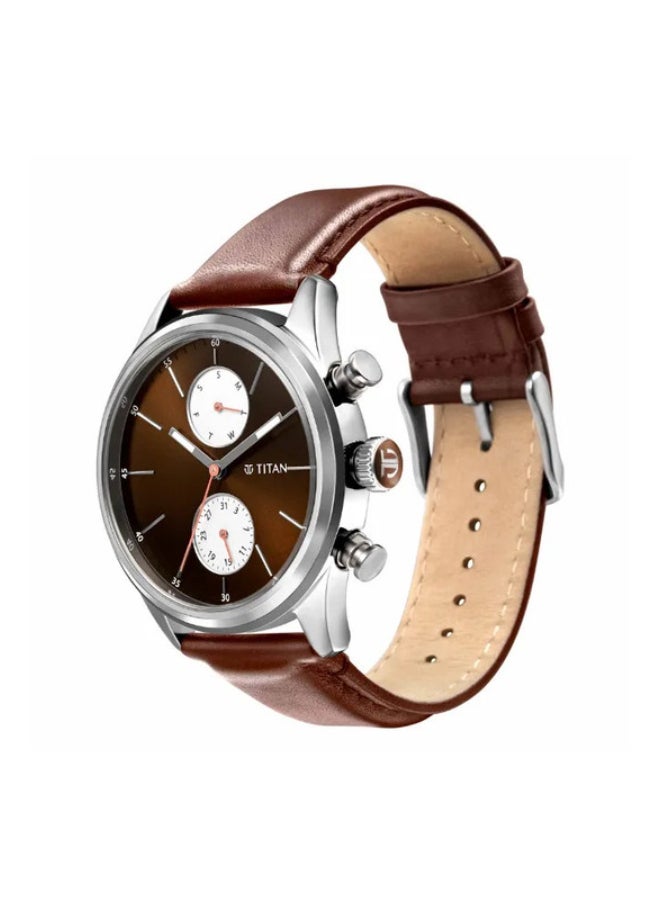 TITAN Elmnt Brown Dial Leather Strap Watch  - Image 2