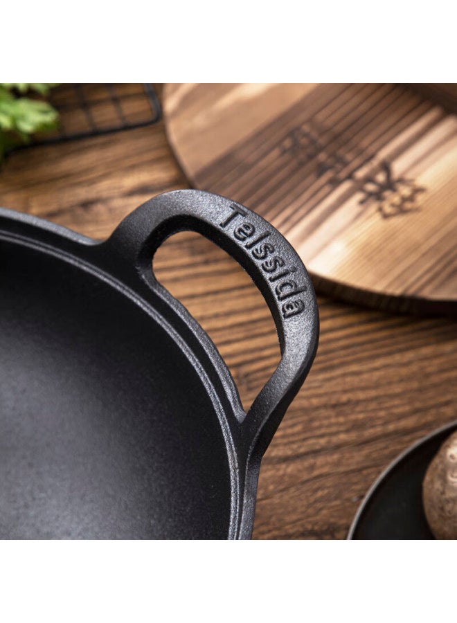 Telssida Cast Iron Thickened Double-handled Mini Wok, Non-coated Frying Pan, Non-stick Pot, Stew Pot, Dry Pot, Deep-frying Pot, Yuanbao Pot - Image 3