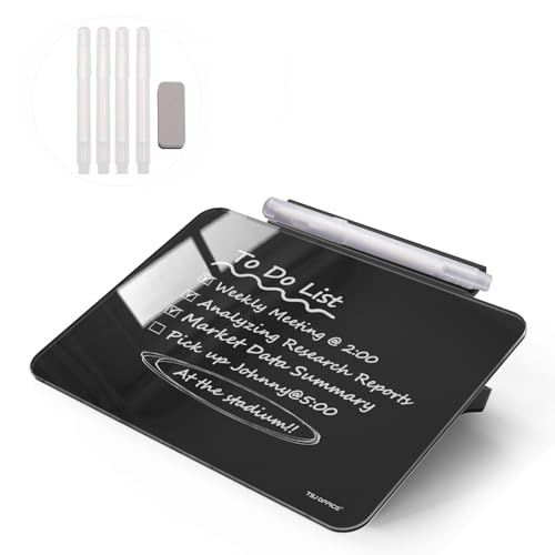 TSJ OFFICE Small Desktop Glass Dry-Erase Whiteboard - 8 X 6 Inches Tabletop Easel Whiteboard with Stand, Desk Board Buddy for Artist, Teacher and Student - Image 1