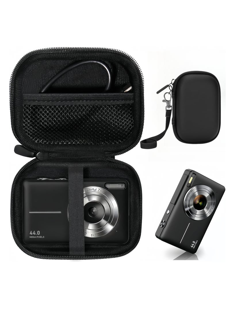 Lecran CCD digital camera bag, can store SD card, spare battery, etc., suitable for CCD digital camera, travel portable cute small camera bag (black)  - Image 1