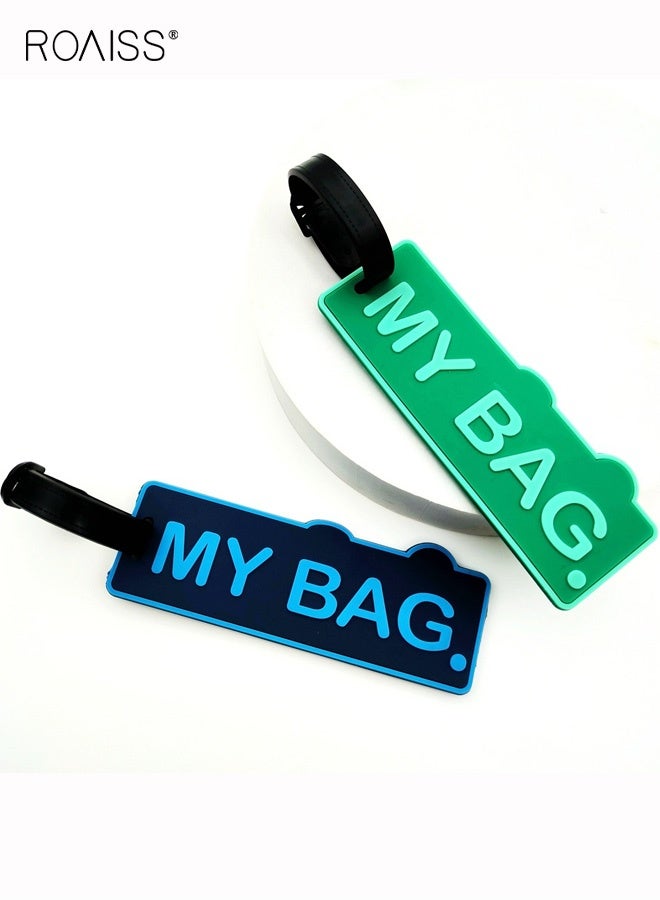 رويس ثلاث قطع من بطاقات تعريف الأمتعة، بتصميم قلادة مكتوبة بخط اليد، مناسبة لحقائب السفر وحقائب الظهر، مزودة بنافذة معلومات شفافة، سهلة الحمل والاستخدام، بألوان جذابة. - Image 4