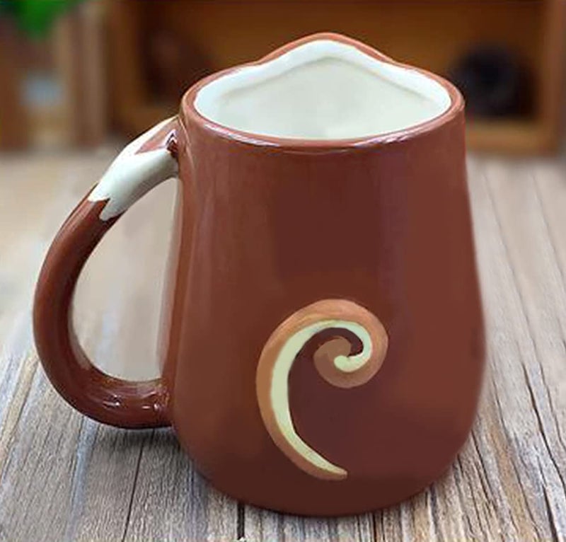 123Arts Ceramic Mug Monkey Relief Coffee Mug Animal Hand Draw Water Tea Cup With Handle,15oz - Image 3