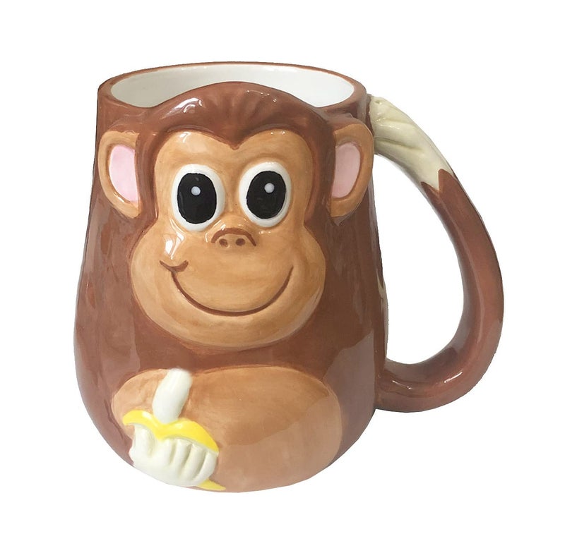 123Arts Ceramic Mug Monkey Relief Coffee Mug Animal Hand Draw Water Tea Cup With Handle,15oz - Image 5
